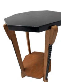 Art Deco Amsterdamse School Octagonal Pedestal Table, 1920s